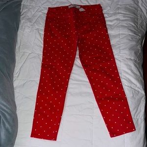 Abercrombie and Fitch Pink + White Polka Dot Skinny Jeans Sz. 6/28